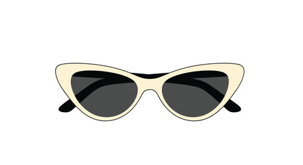 Elegant beige cat-eye sunglasses featuring dark lenses are stylishly isolated on a clean white background.