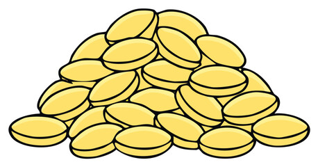 Heap of Yellow Pills Illustration for Medical or Health Content