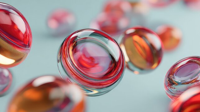 Mesmerizing collection of crystal orbs in vibrant shades of red and gold, creating a stunning abstract design perfect for modern branding and innovative technology visuals