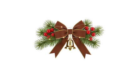 Festive bow decoration isolated on transparent background