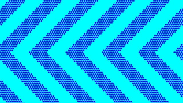 Abstract background blue dotted chevron patterns. Retro comic halftone animation background