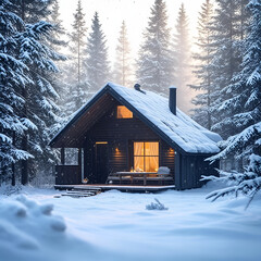house in snow