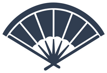 Stylized handheld fan graphic element, traditional decorative object, oriental design icon