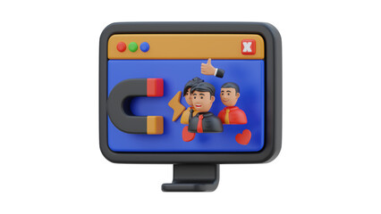 creative business types of icons ,3D Illustration of Data Analysis with Charts, Magnifying Glass, Gear, and Cloud Computing Icons