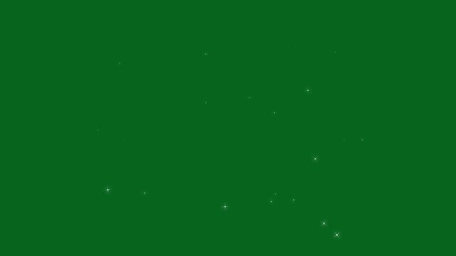 Animation of twinkling starlight, glitter twinkle sparkle stars animated, looping animation, particle magic tail sparkling glitter star dust trail loop animation on green screen background. 4k video