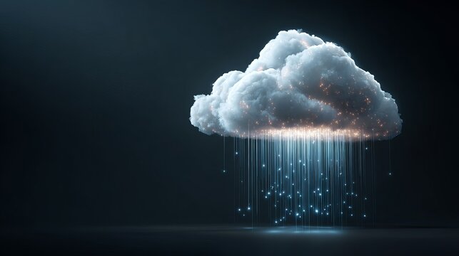 Modern cloud computing concept with glowing data streams for digital transformation and innovative technology solutions in business and science - Powered by Adobe