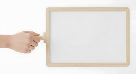 Obraz premium Hand Holding Blank Wooden Framed Sign ready for your message