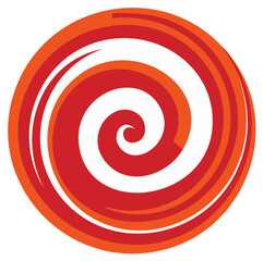 Dynamic red and orange spiral swirl vector illustration in a circular design