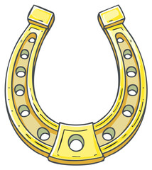 Lucky Golden Horseshoe Cartoon Illustration for Protection and Good Fortune Concepts