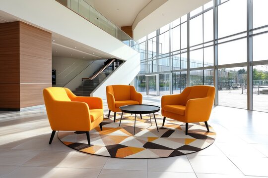 Modern bright office with open-plan layout