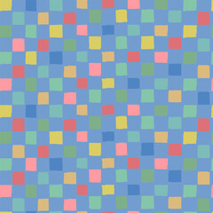 Seamless repeating pattern bright and vibrant in Christmas color combinations Christmas, snowy winter, sky concept. Vector background for gift wrap, surface design and other design projects