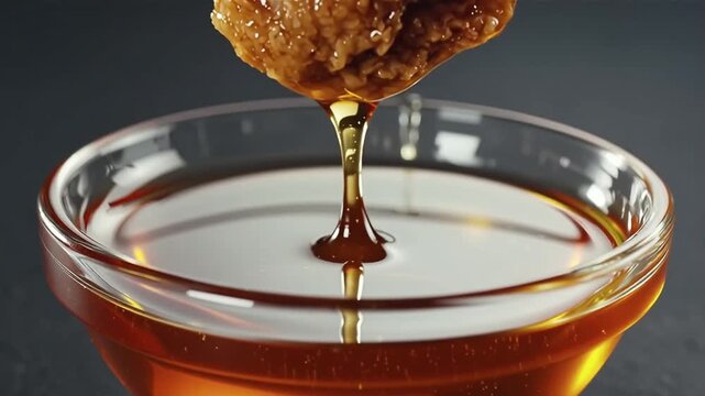 honey dripping from a glass