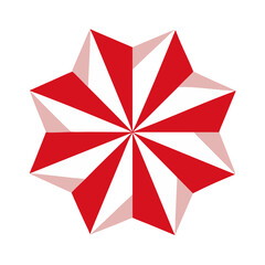 Pinwheel red and white polygon star