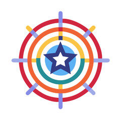 Blue and red ringed star with crosshairs