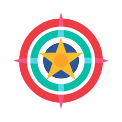 Multicolored starburst icon with concentric circles