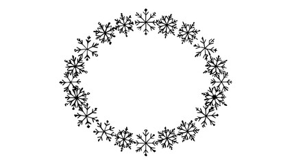 Oval frame of symmetrical black flower icons