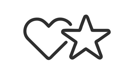 Minimal heart and star outline vector icon