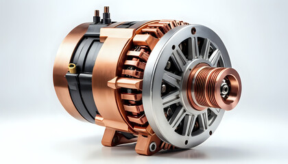 Modern electric generator with copper and metal detail