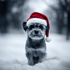 dog in santa hat