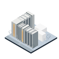 A captivating vector isometric building, precisely positioned on a square platform.
