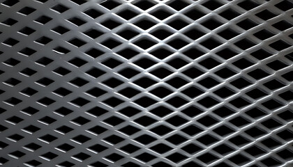 Closeup of a metal expanded mesh grid with a diamond pattern