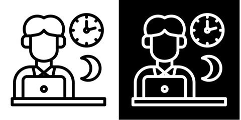 Overtime Icon Set White Style Collection
