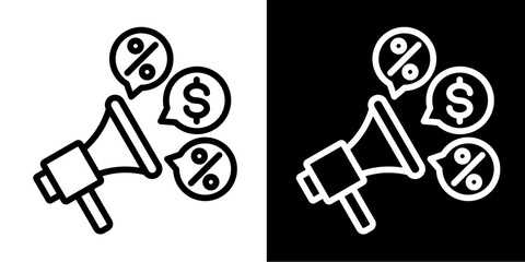 Promotion Icon Set White Style Collection
