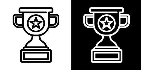Trophy Icon Set White Style Collection

