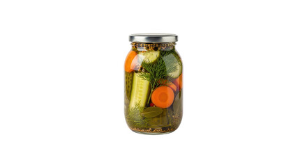 Jar of pickled vegetables isolated on transparent background