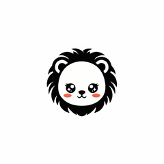 Adorable Lion Cub Illustration with Kawaii Style and Expressive Eyes.