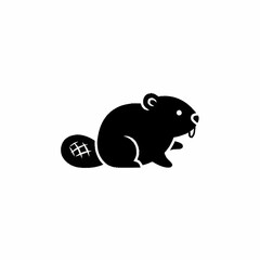 Cute Black Beaver Icon Isolated on White Background.