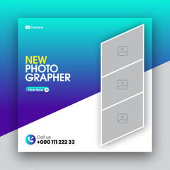 Photography social media post web banner design template