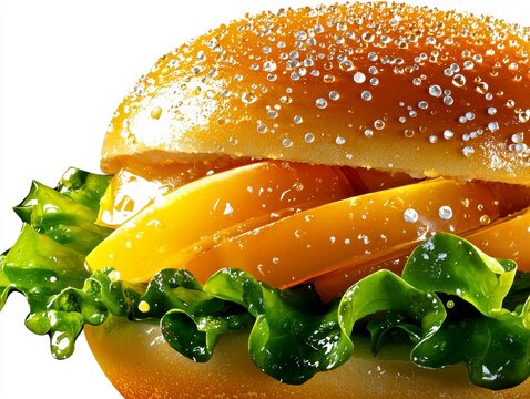 Juicy burger delight fast food restaurant food photography bright studio close-up tempting culinary experience