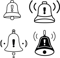 Alert bell icons in various styles and colors for notifications  