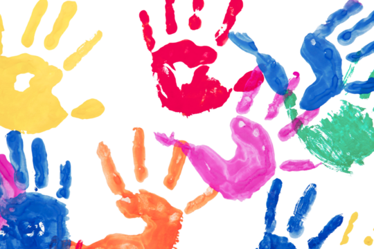 Colorful Multi-Colored Children's Handprints Background