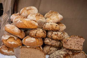 Close-Up of Sourdough Bread Loaves