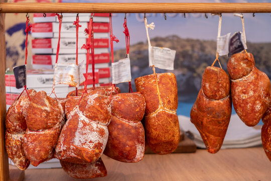 Display of Sobrasada Sausage in Mallorca, Spain