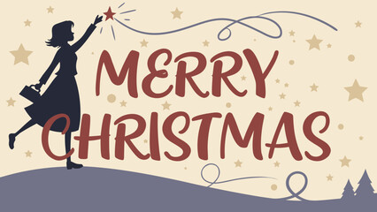 Typography Christmas poster with large red and gold ‘MERRY CHRISTMAS’ letters surrounded by stars and sparkles