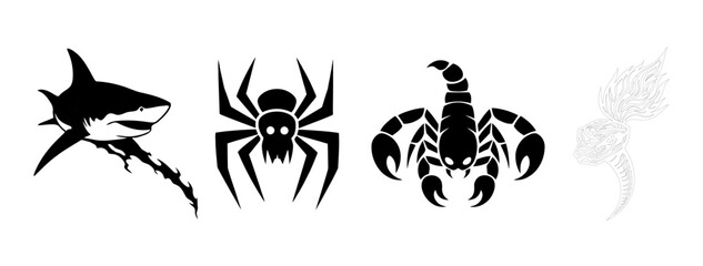 Collection of small animal illustrations in vibrant colors