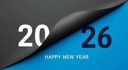 Dynamic page curl design ushering in Happy New Year 2026, symbolizing a fresh start and an exciting transition into a new chapter