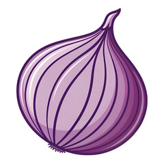 Purple onion clipart with smooth curves, minimal highlights, flat digital color, crisp outline, transparent background PNG.