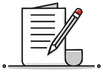 Document with Lines and Pencil Icon Writing or Drawing Concept Illustration