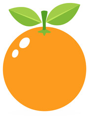 Simple orange fruit with green leaves vector illustration cartoon icon