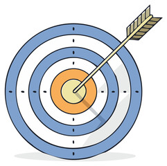 Arrow hitting target bullseye goal accuracy concept illustration