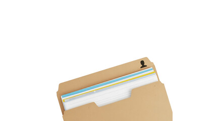 Brown manila folder, isolated on transparent background