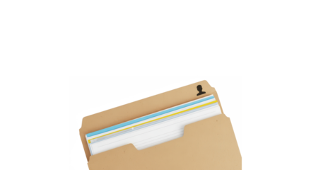Brown manila folder, isolated on transparent background