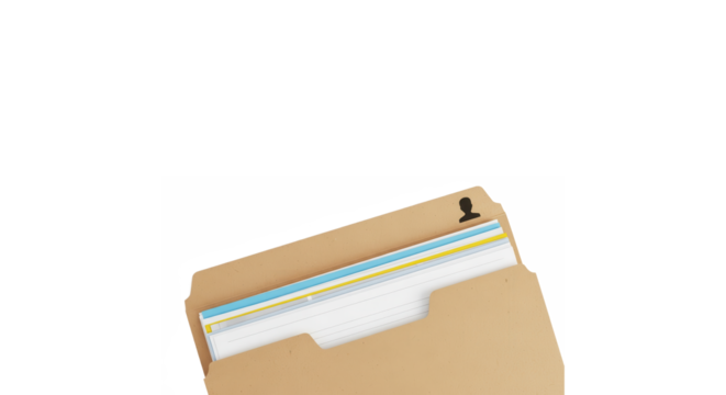 Brown manila folder, isolated on transparent background