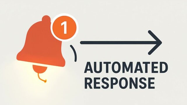 marketing automation workflow performance concept. Notification icon with automated response text.