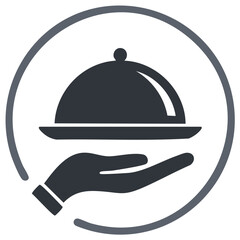 Serving Tray Hand Symbol Circle Icon Concept Restaurant Service