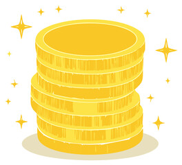 Sparkling stack of gold coins vector illustration for wealth money and finance concept